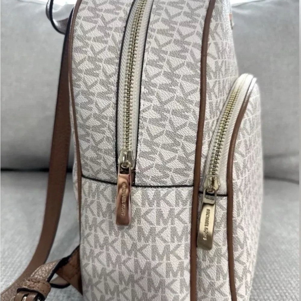 Michael Kors Cream and Brown Geometric Backpack - Picture 2 of 3